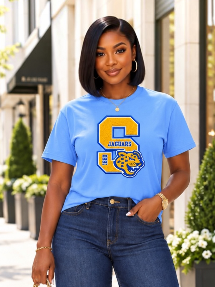 Big Gold S Jaguars Tee Shirt-Columbia Blue