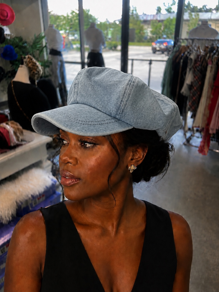 Large Denim Paperboy Hat