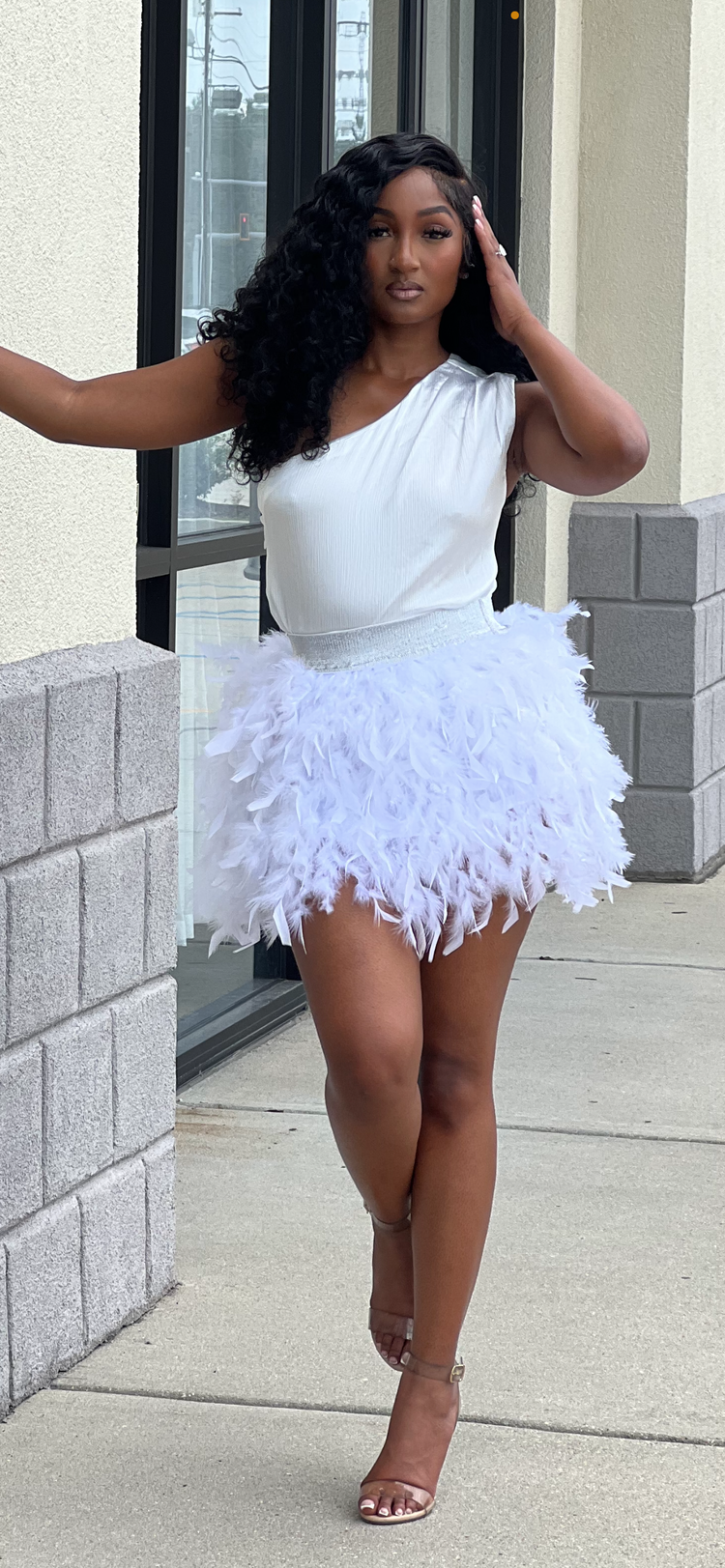 Feather Skirt-White