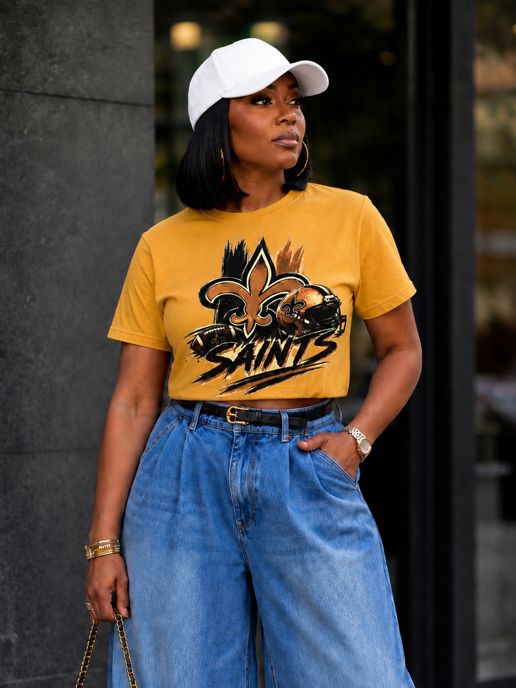 Mustard Saints Crop Tee Shirt