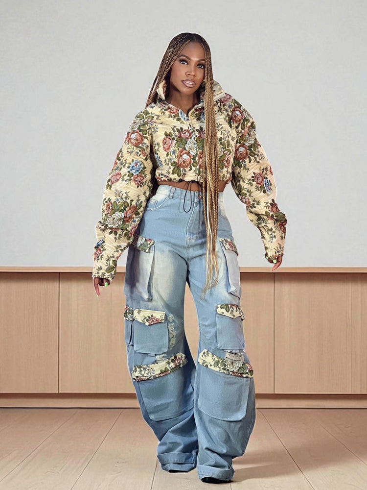 Fall Floral And Denim Set