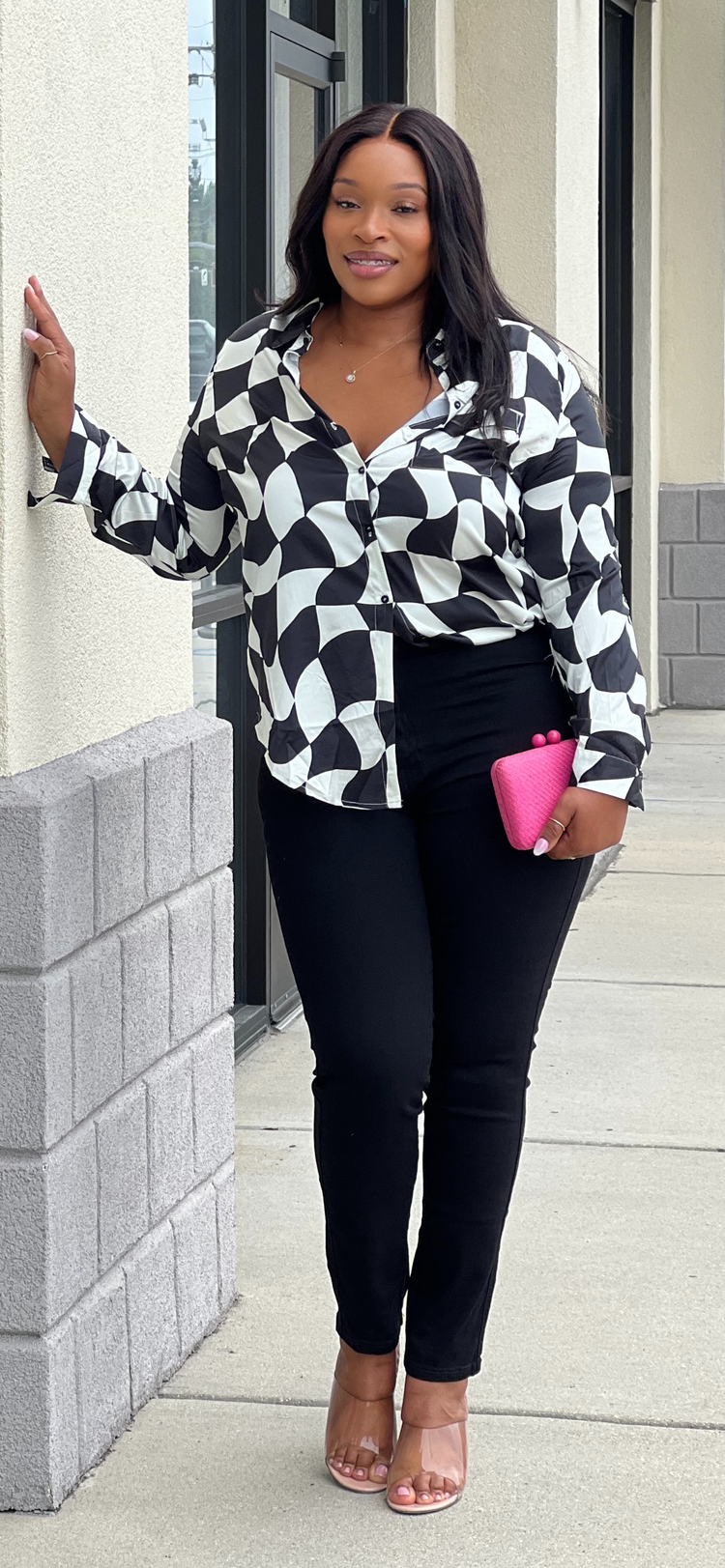 Pattern Blouse-Black