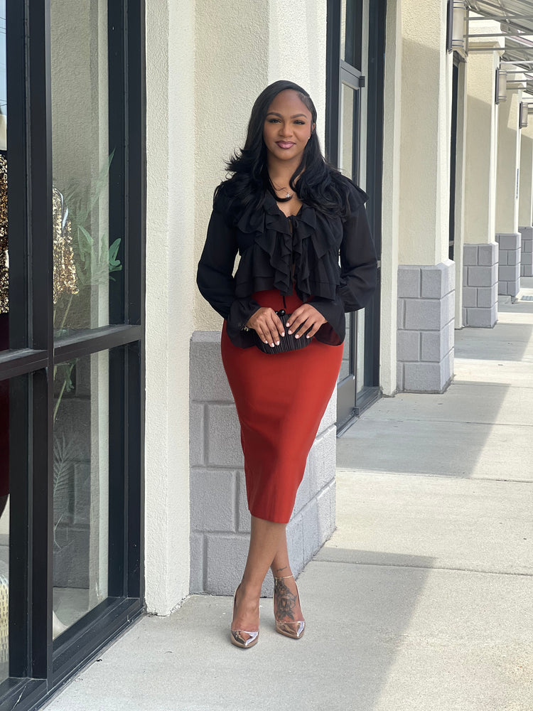 Cascading Ruffle Blouse (Black)