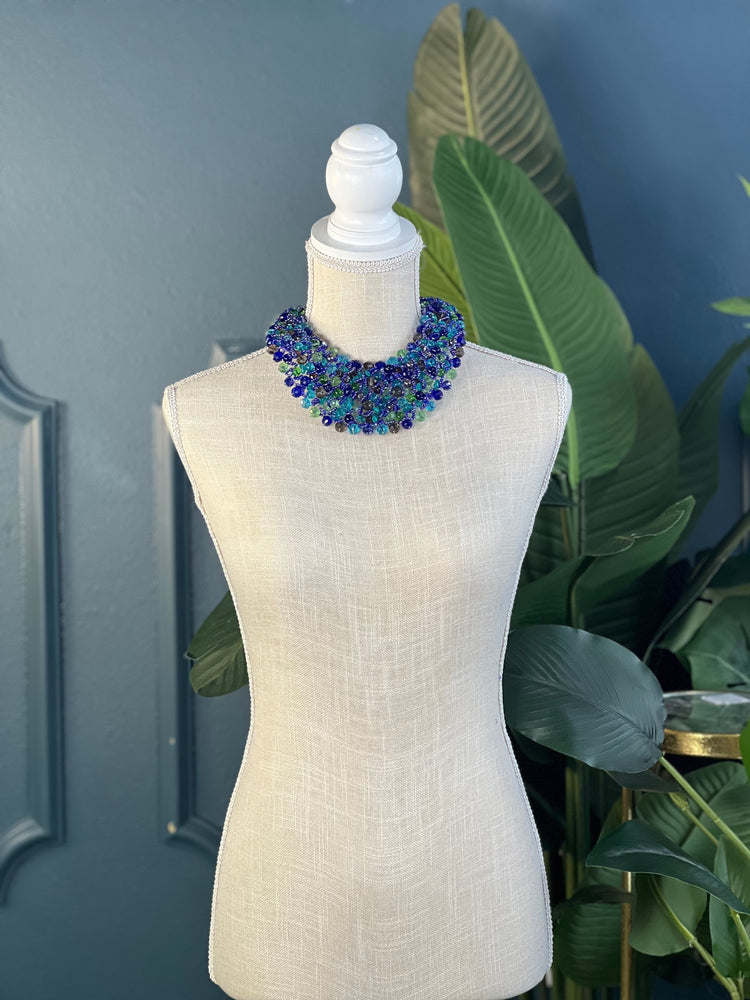 New Multi Blues Bib Necklace