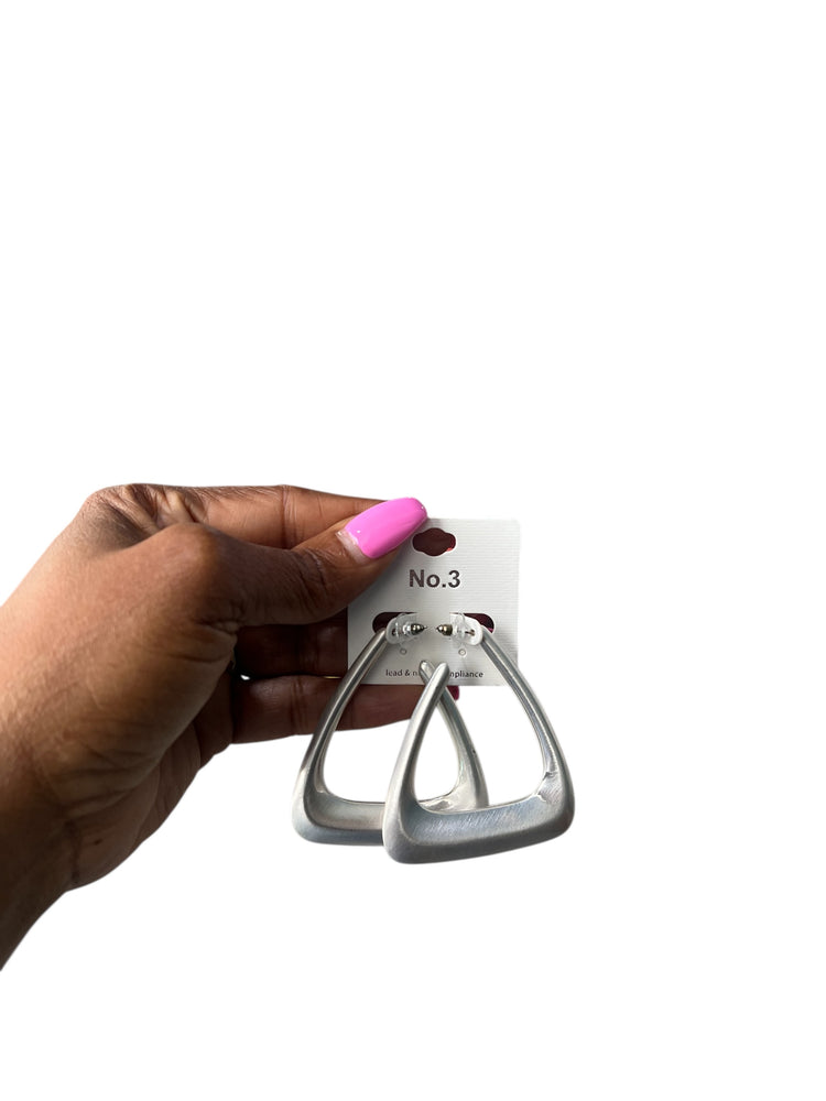 Matte Silver Tri Hoop Earrings