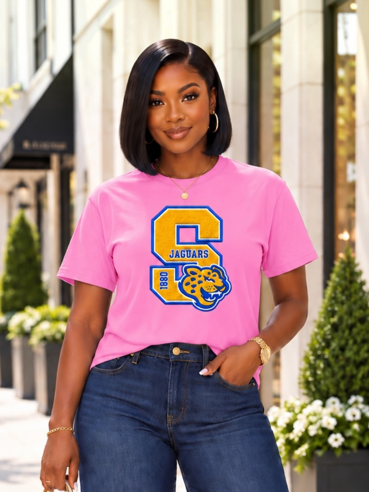 Big Gold S Jaguars Tee Shirt-Pink