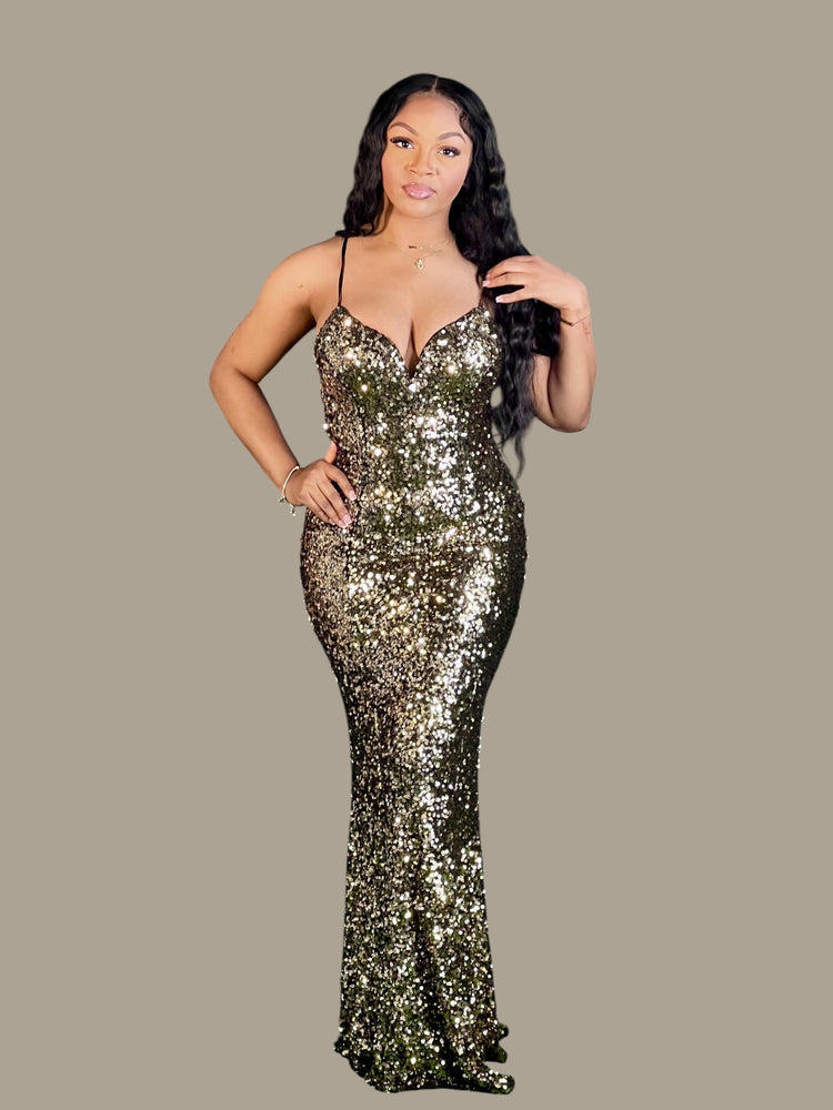Jada Gown-Gold Sequin