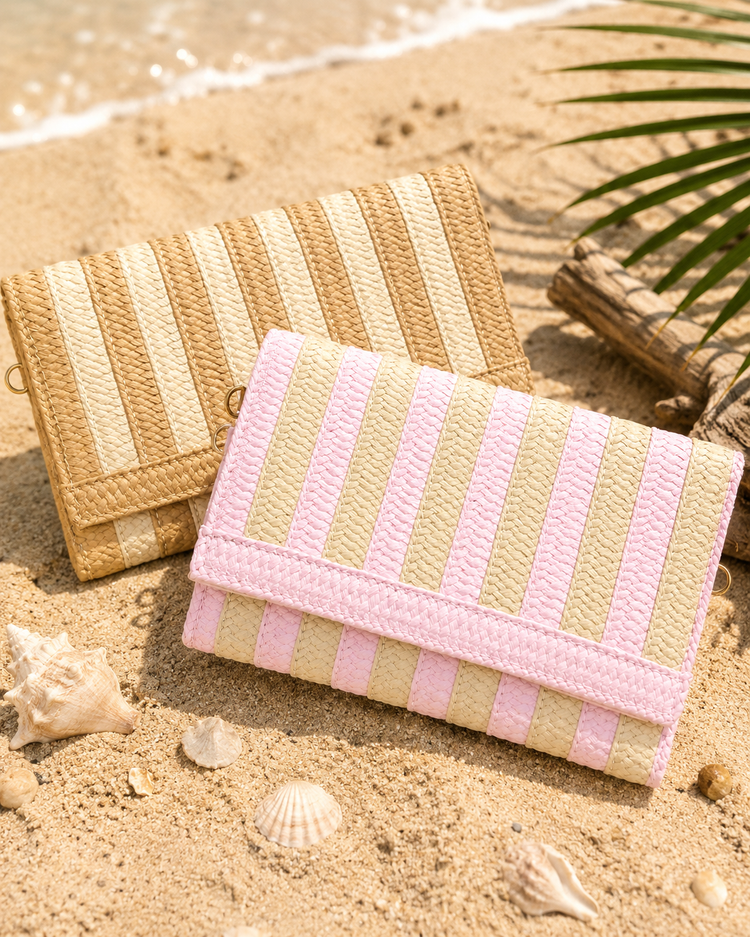 Stripe Straw Clutch Handbag (2 colors)