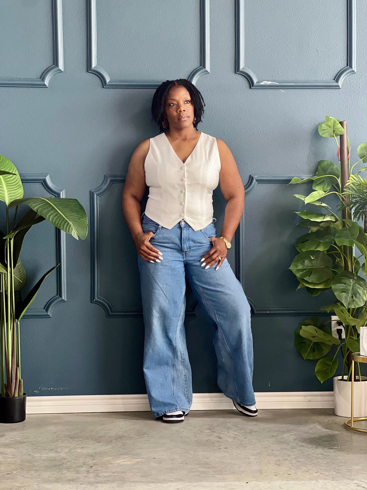 Pointed Vest Top-White