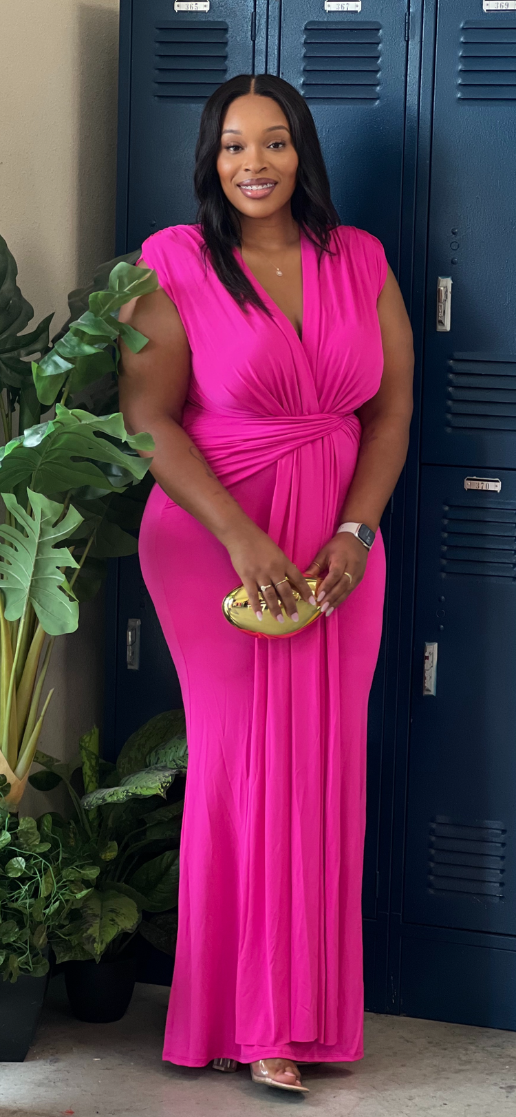 Pure Elegant Gown-Hot Pink