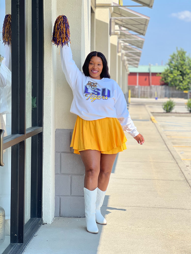 LSU Sequin Patch Sweatshirt-White