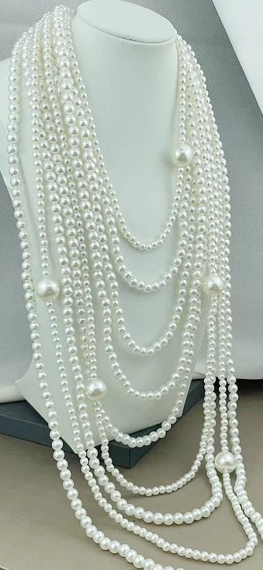 Multi String Mother Of Pearl Necklace
