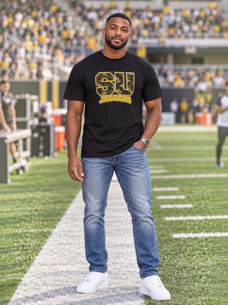 Camouflage SU Jaguars Tee Shirt-Black