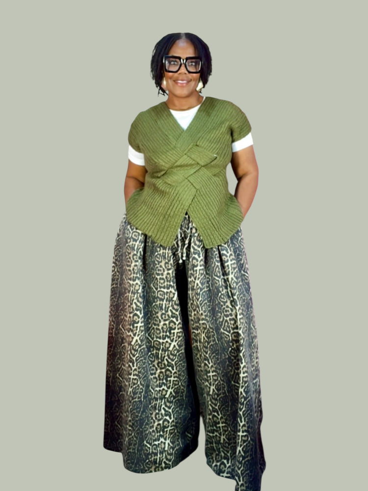 Animal Print Super Wide Leg Jeans