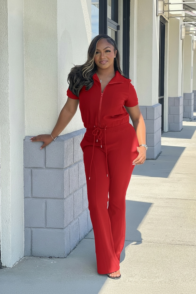 Short Sleeve Track Set-Red