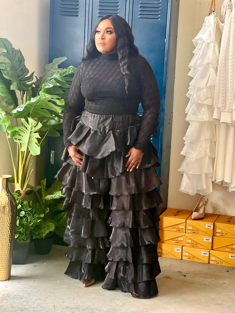 Black Laced Top Reg/Plus