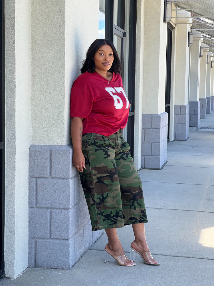 Wide Leg Camouflage Crop Pants Reg/Plus