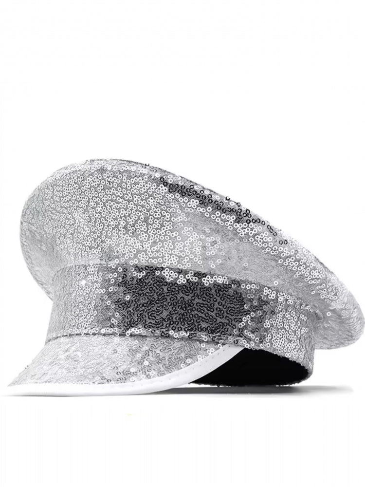 Silver Sequin Captain Hat