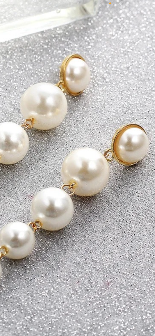 Clip On Pearl Chandelier Earrings