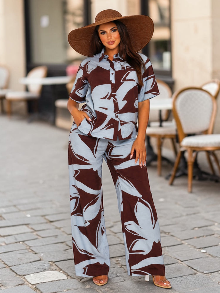 Fancy Floral Set-Brown/Blue