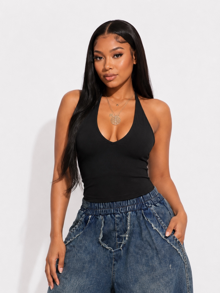 Sporty Halter Top (Black)