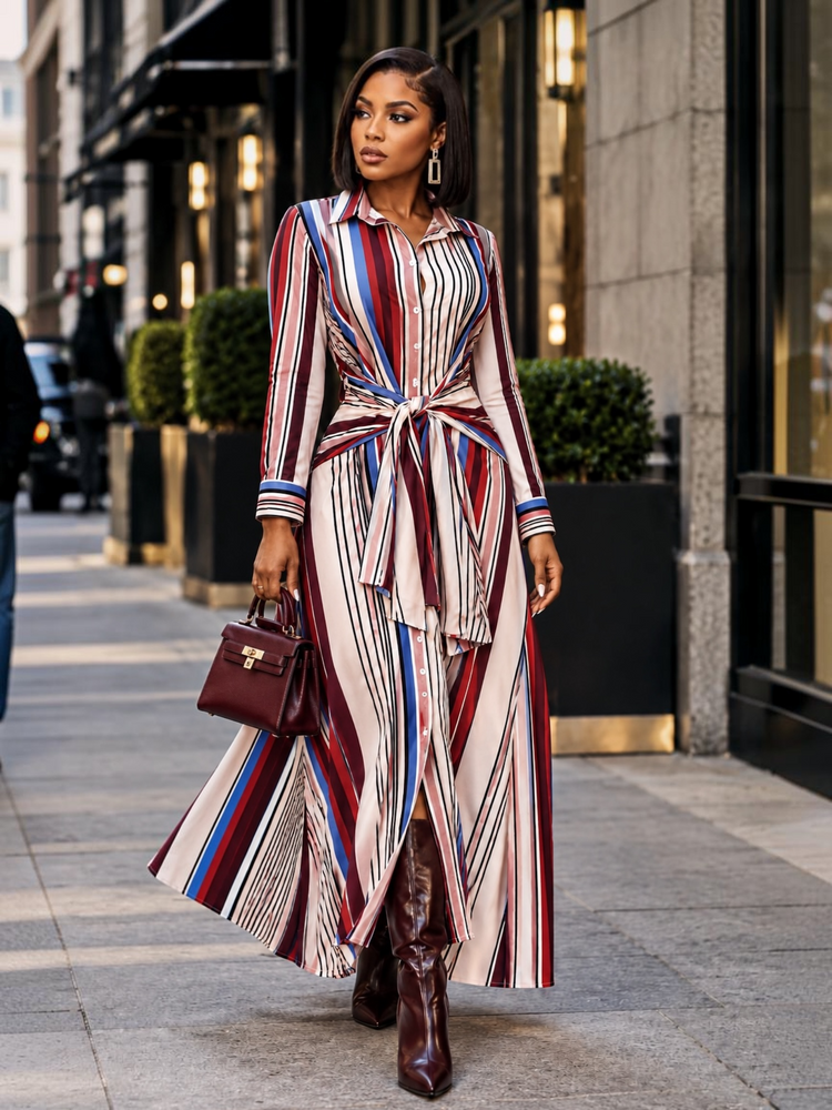 Chic Striped Maxi Dress