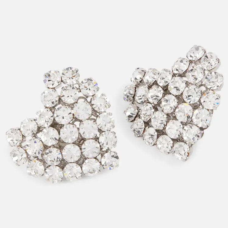 Clear Stone Heart Earrings