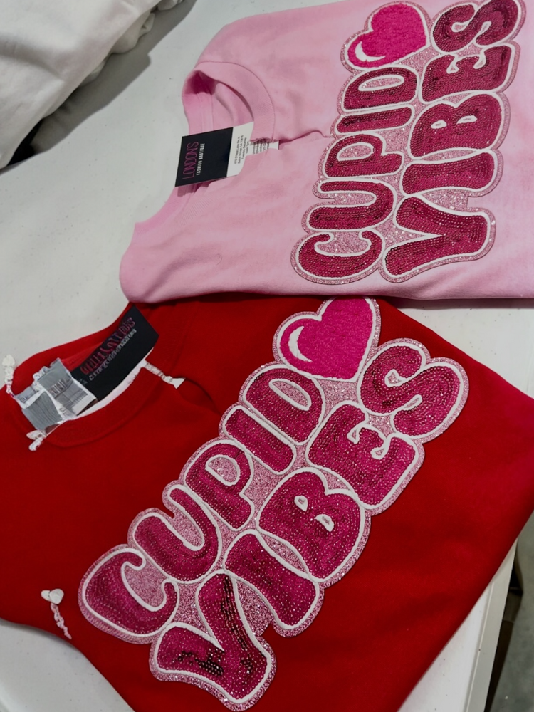 Distressed Cupid Vibes Patch Tee Shirt-2 colors