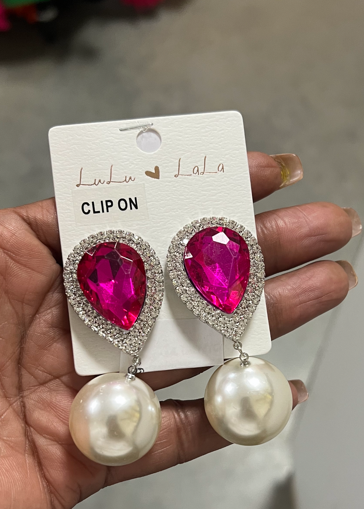 Very Elegant Pink Pearl Clip Earrings