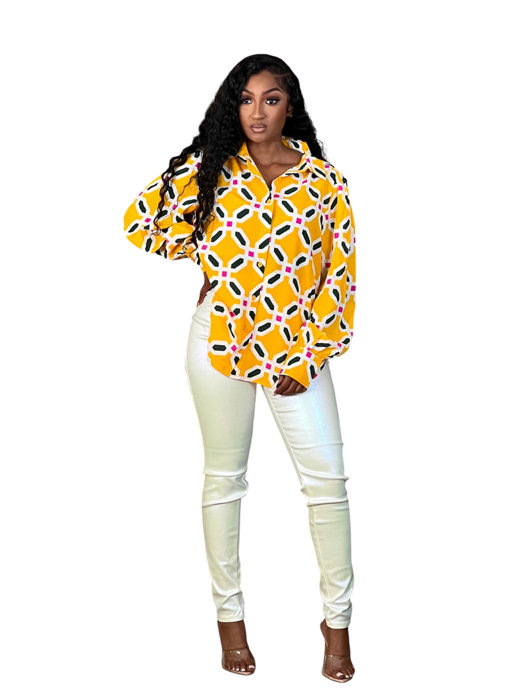Square It Up Golden Blouse Top