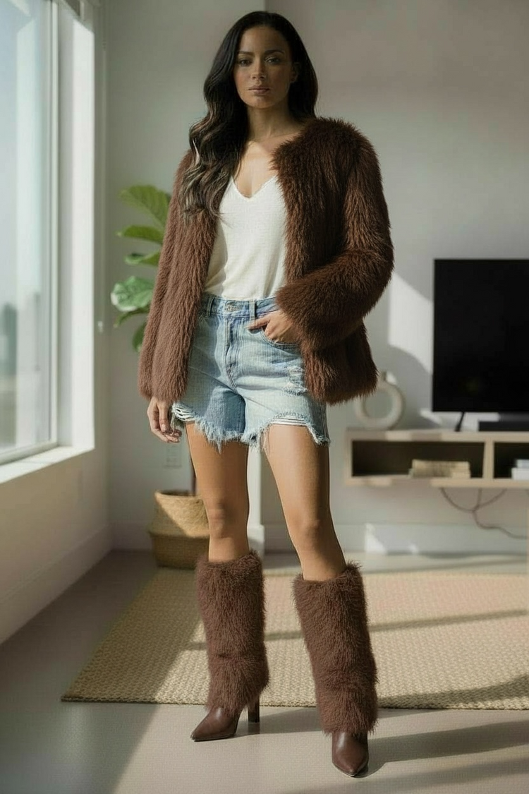 City Girl Fur Boots-Chocolate