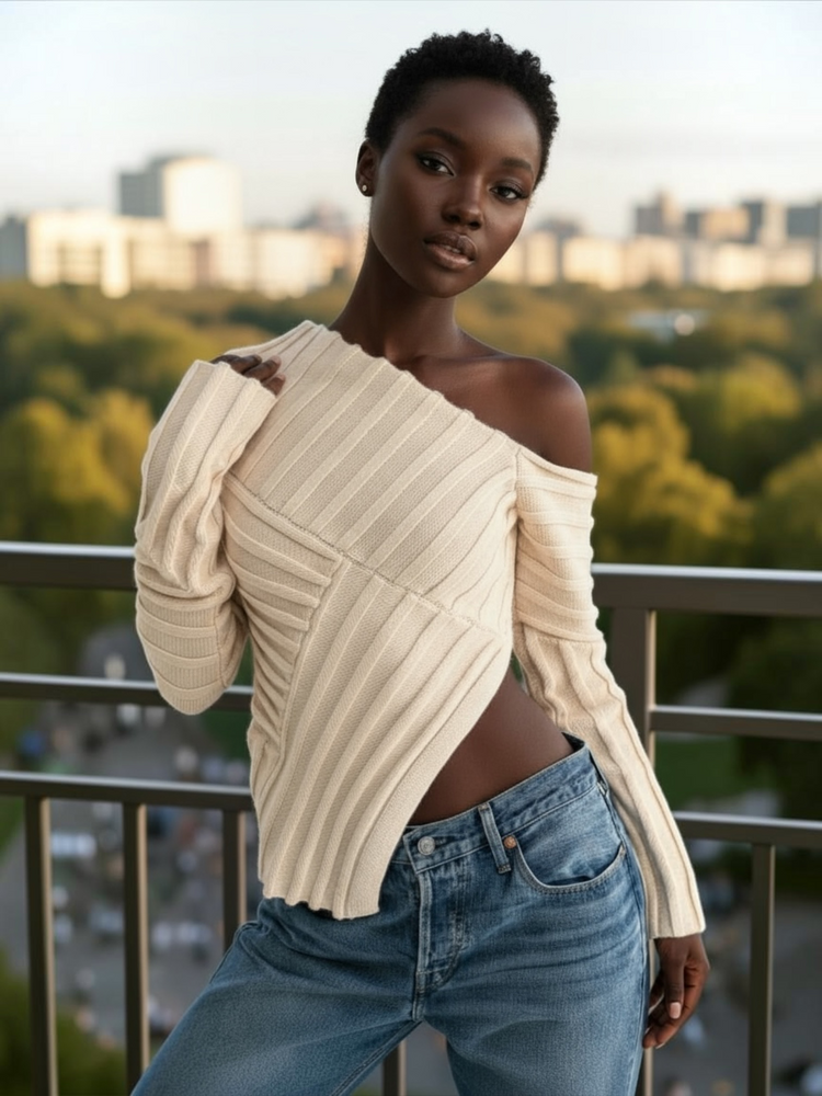 Asymmetrical Knit Sweater Top