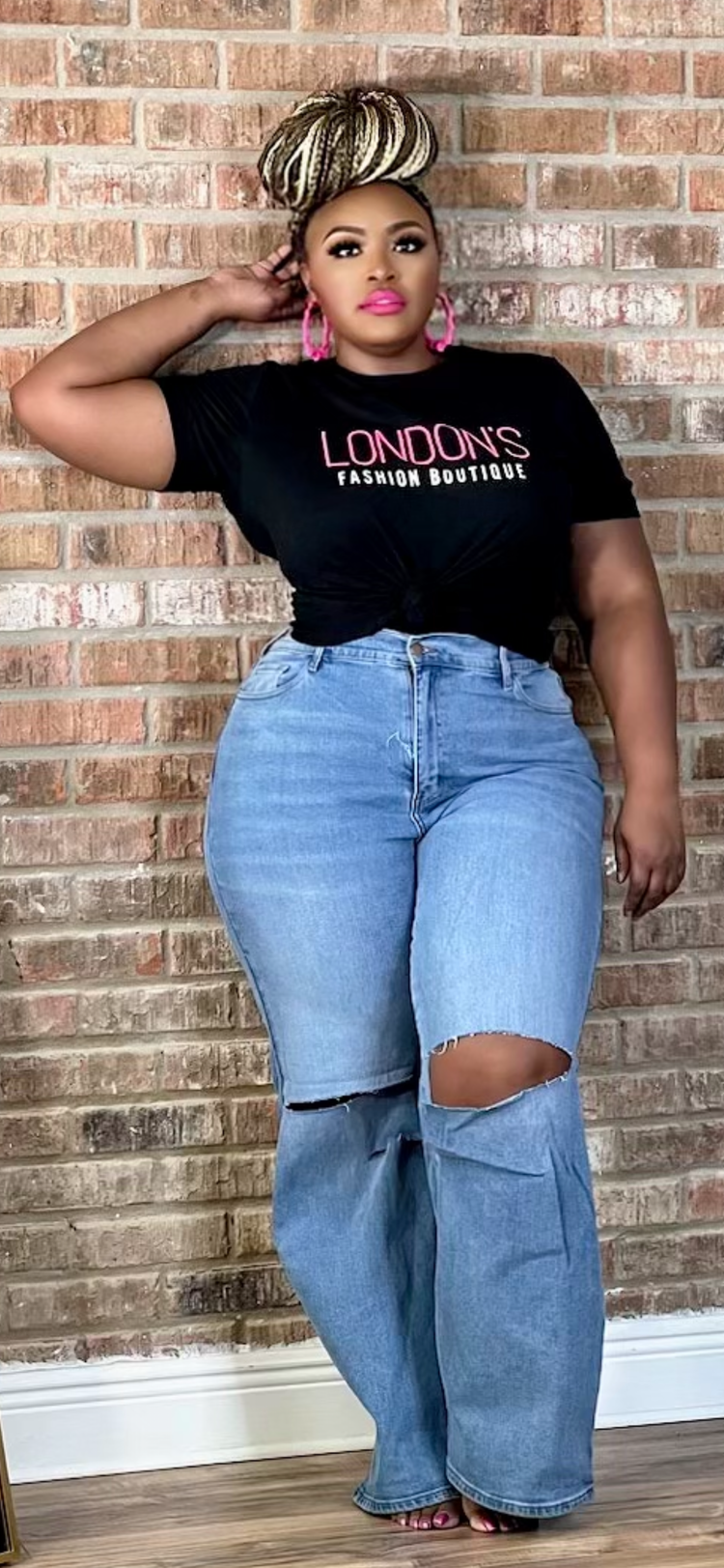 PREORDERED Broken Knee Distressed Boyfriend Jeans Plus