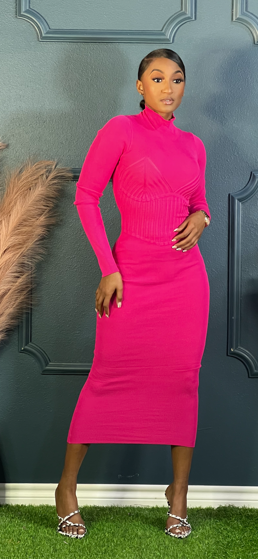 Simply Love Valentines Collection Fuchsia Midi Dress (Online only)