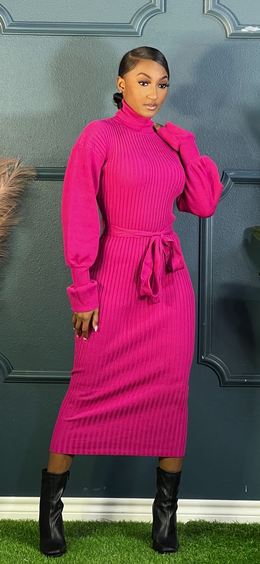 Simply Love Valentines Collection Magenta Balloon Sleeve Dress (Online only)