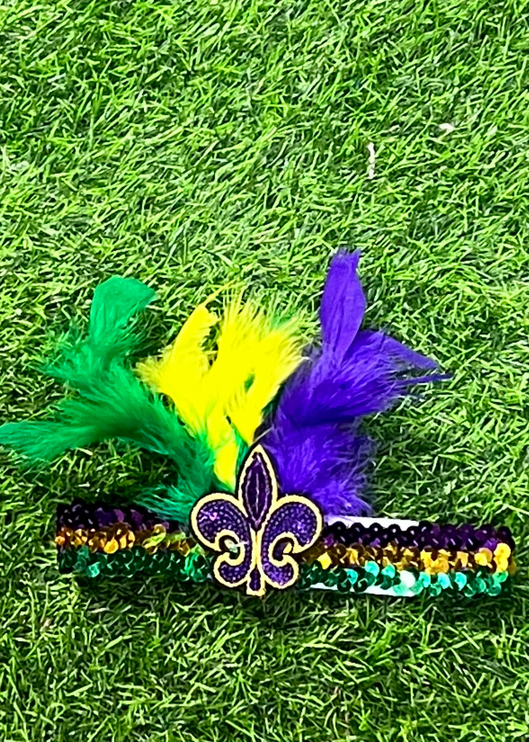 Mardi Gras Medium Feather Head/Hat Band