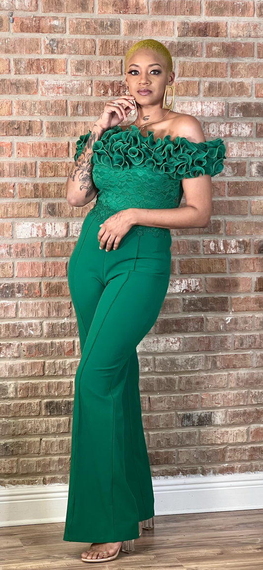 Extra Ruffles Jumpsuit-Green (Online only)