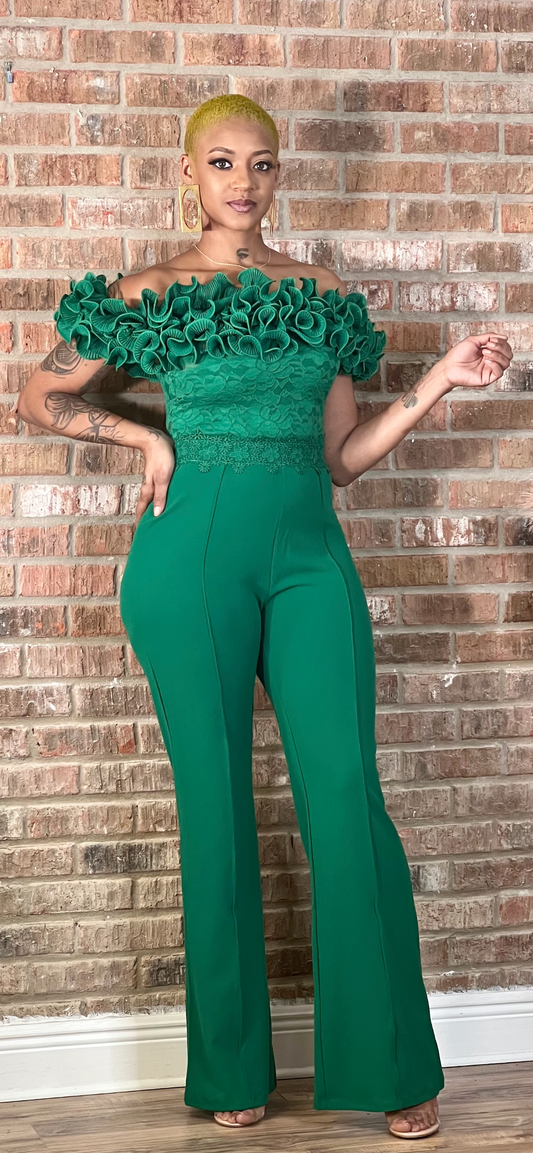 Extra Ruffles Jumpsuit-Green (Online only)