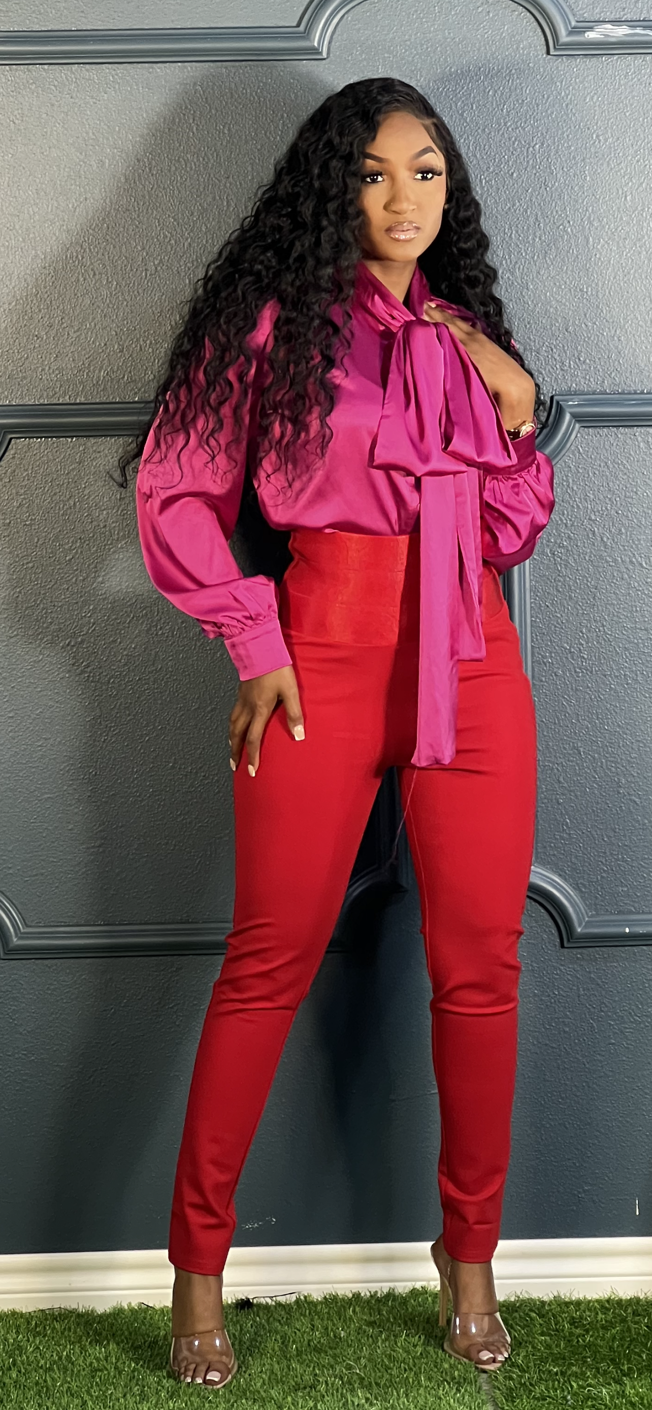 Red Sophia Tuxedo Pants London s Fashion Boutique