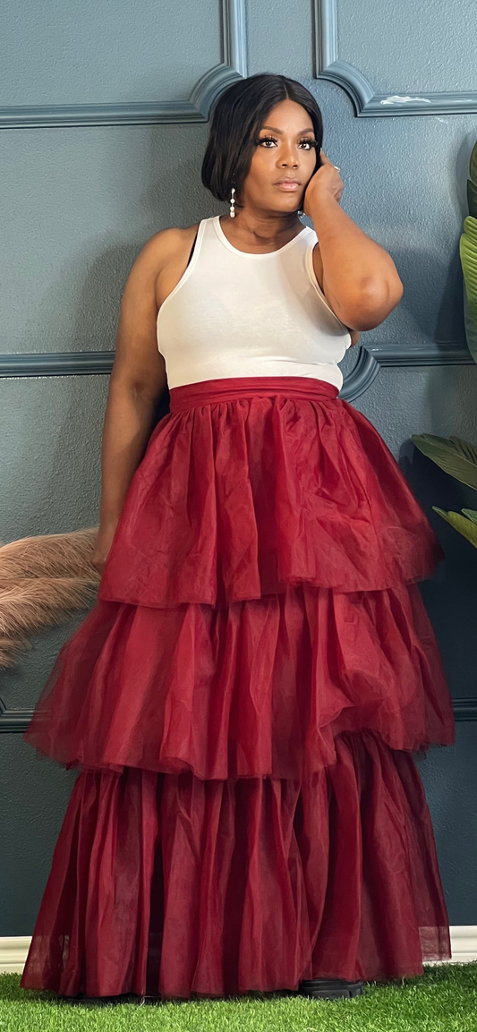 23 Birthday Collection Burgundy Tulle Skirt (Online only)