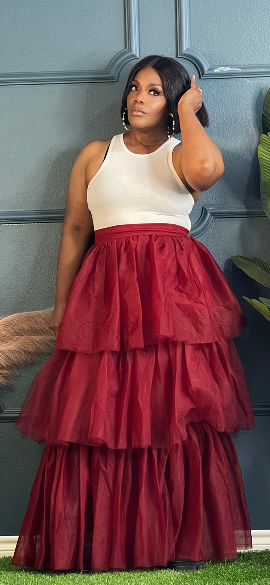 23 Birthday Collection Burgundy Tulle Skirt (Online only)