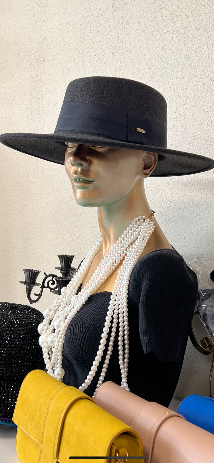 Smoked Flat Wide Brim Fedora