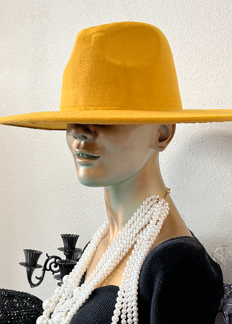 Mustard Wide Brim Fedora