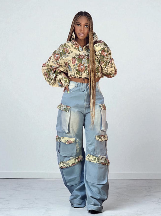 Fall Floral And Denim Set