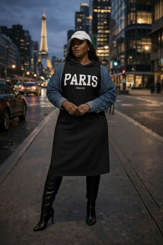 Casual Hoodie Dress-Black