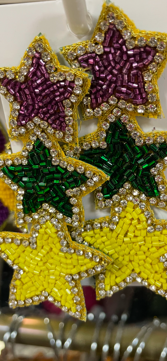 Mardi Gras Earrings-Triple Star