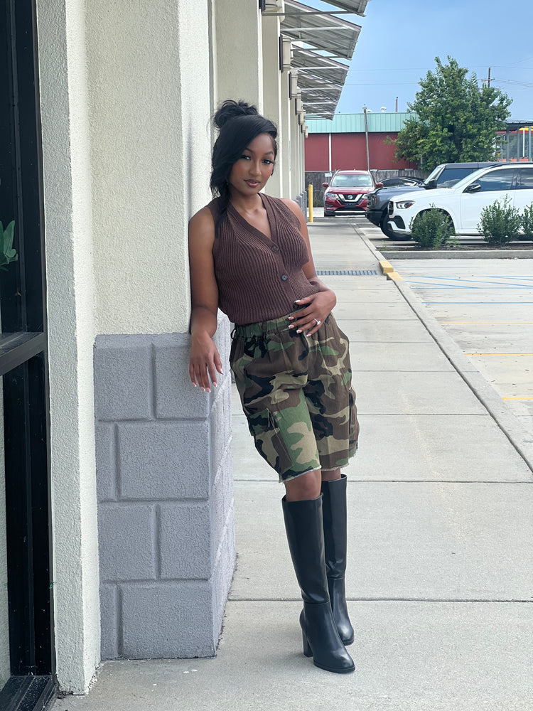 New Sweater Vest Top-Brown