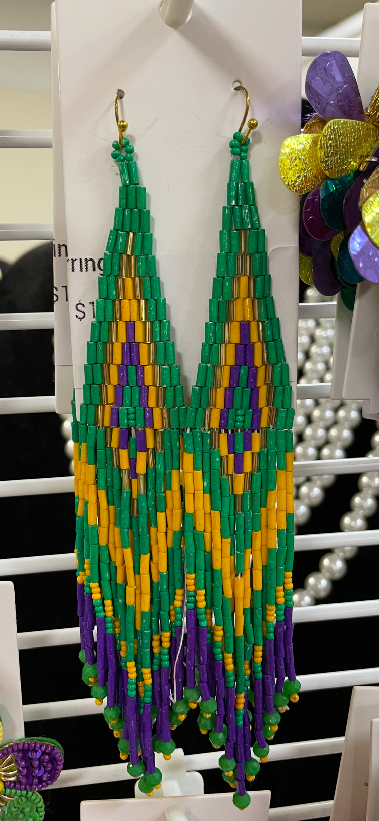 Mardi Gras Earrings-Diamond Lap