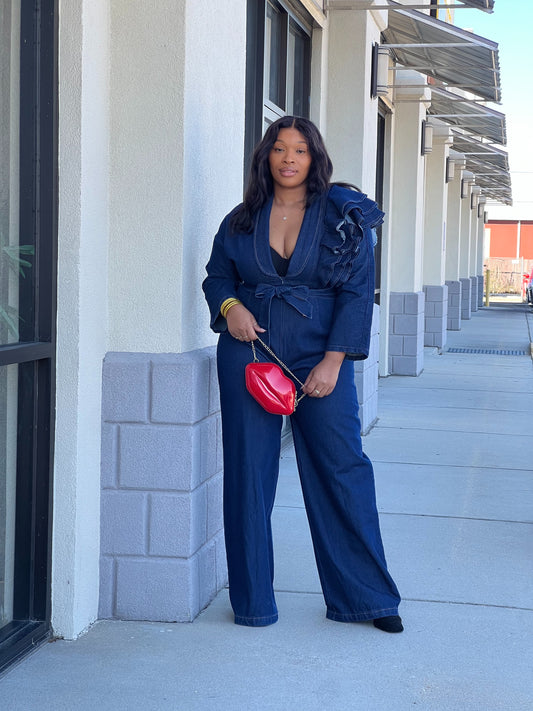 Ruffle My Shoulder Jumpsuit Reg/Plus