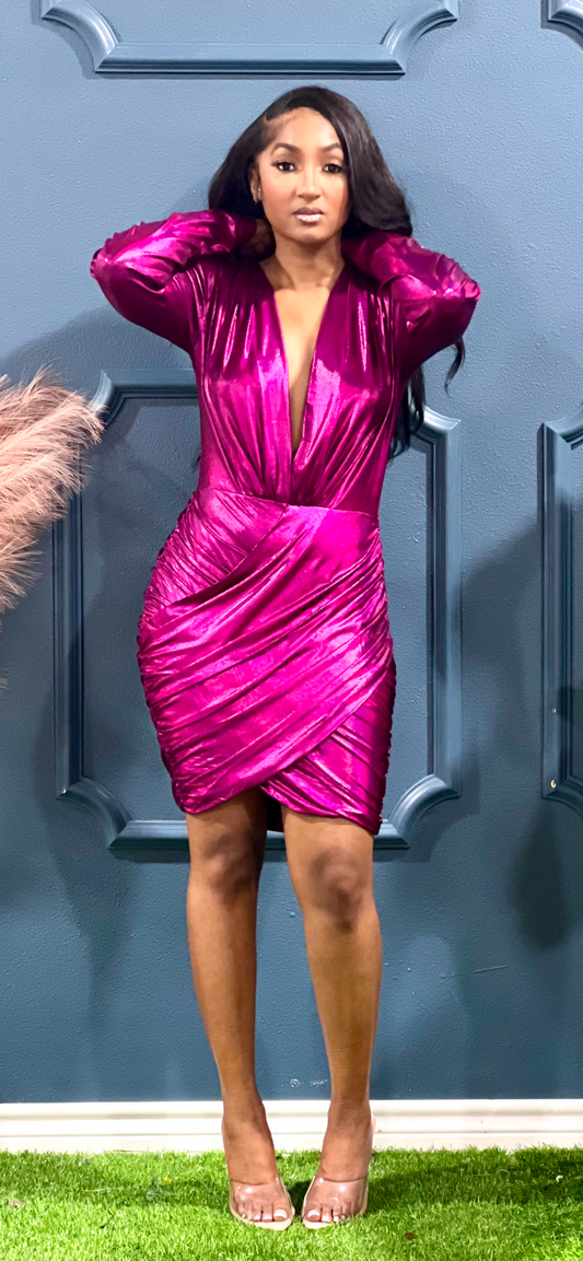 Simply Love Valentine Collection Foil Dress-Fuchsia